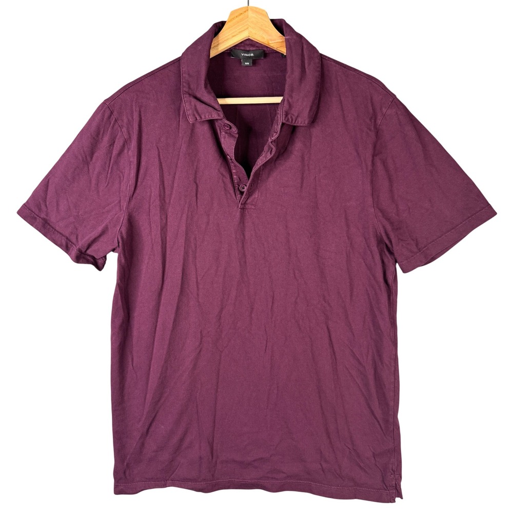 Vince Mens Purple Short Sleeve Pima Cotton Slub Polo Shirt MS1299445 Size Medium
